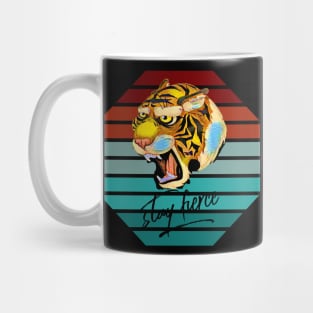 Stay Fierce tiger on striped background) Mug